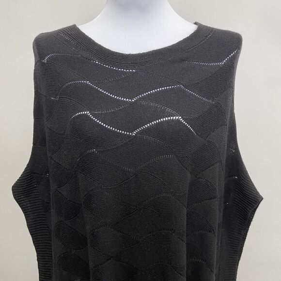 Black Pepper Women's Poncho Cowl Scoop Neckline Sweater Small Medium Black - Picture 2 of 10